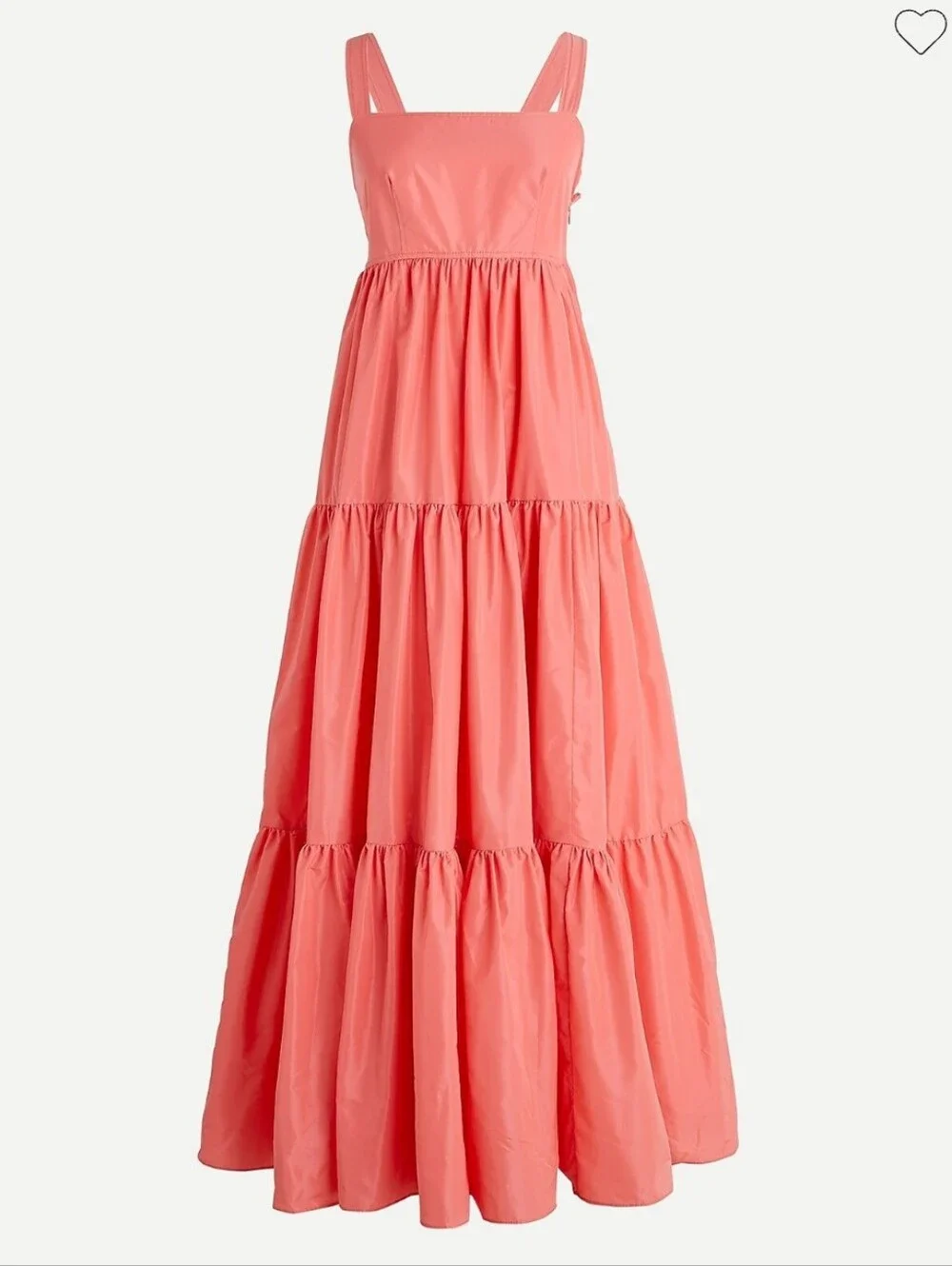 J. Crew Tiered Taffeta Maxi Coral Pink Criss Cross Back Dress